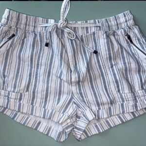 Linen Striped Blue Women's Shorts